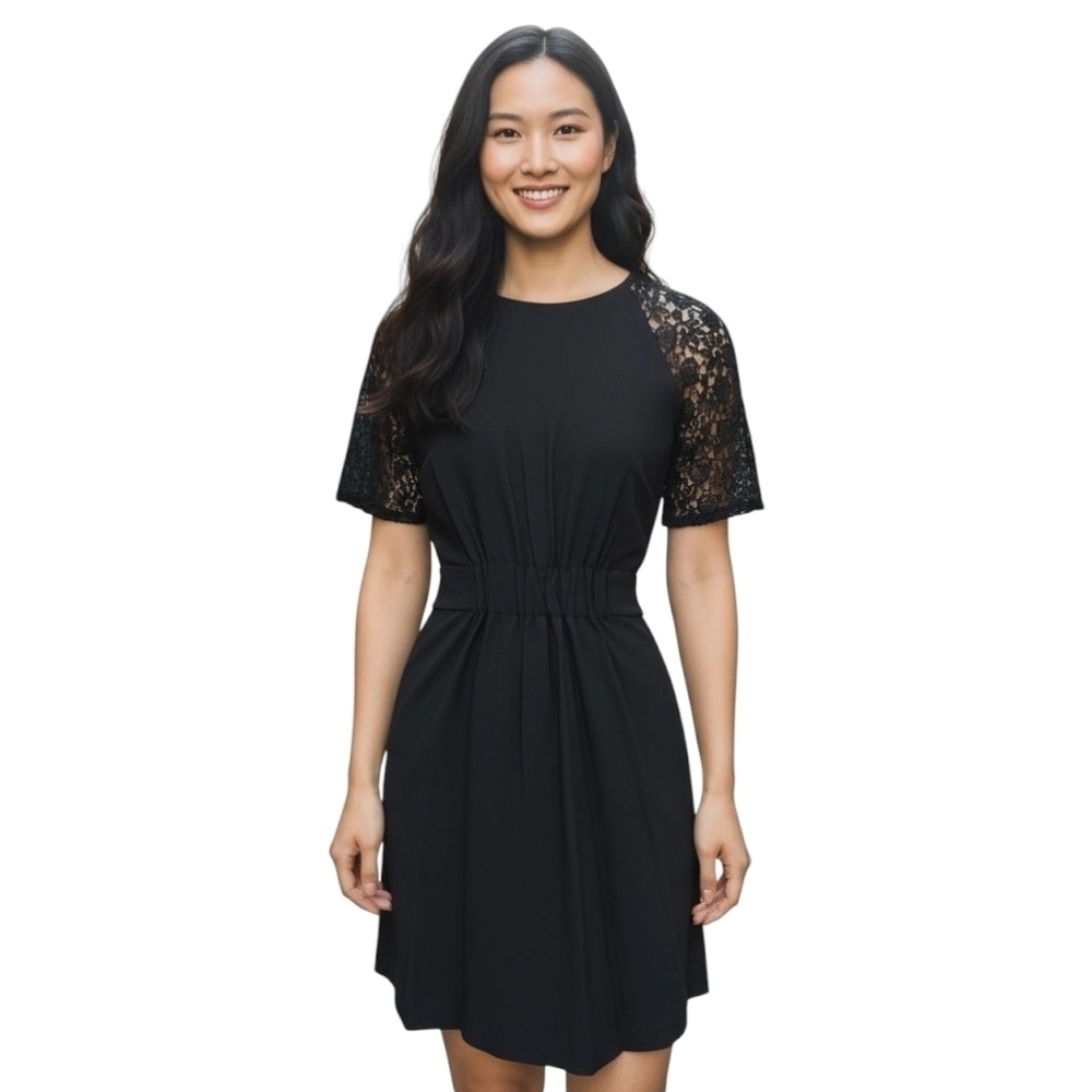 A.L.C. Rakim Lace Sleeve Belted Mini Dress Black Size 2